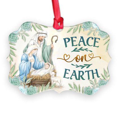 Jesus Peace On Earth Christian - Medallion Aluminium Ornament (Printed On Both Sides) 1122