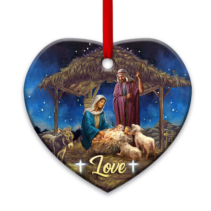 Faith Hope Love Christian - Heart Aluminium Ornament (Printed On Both Sides) 1122