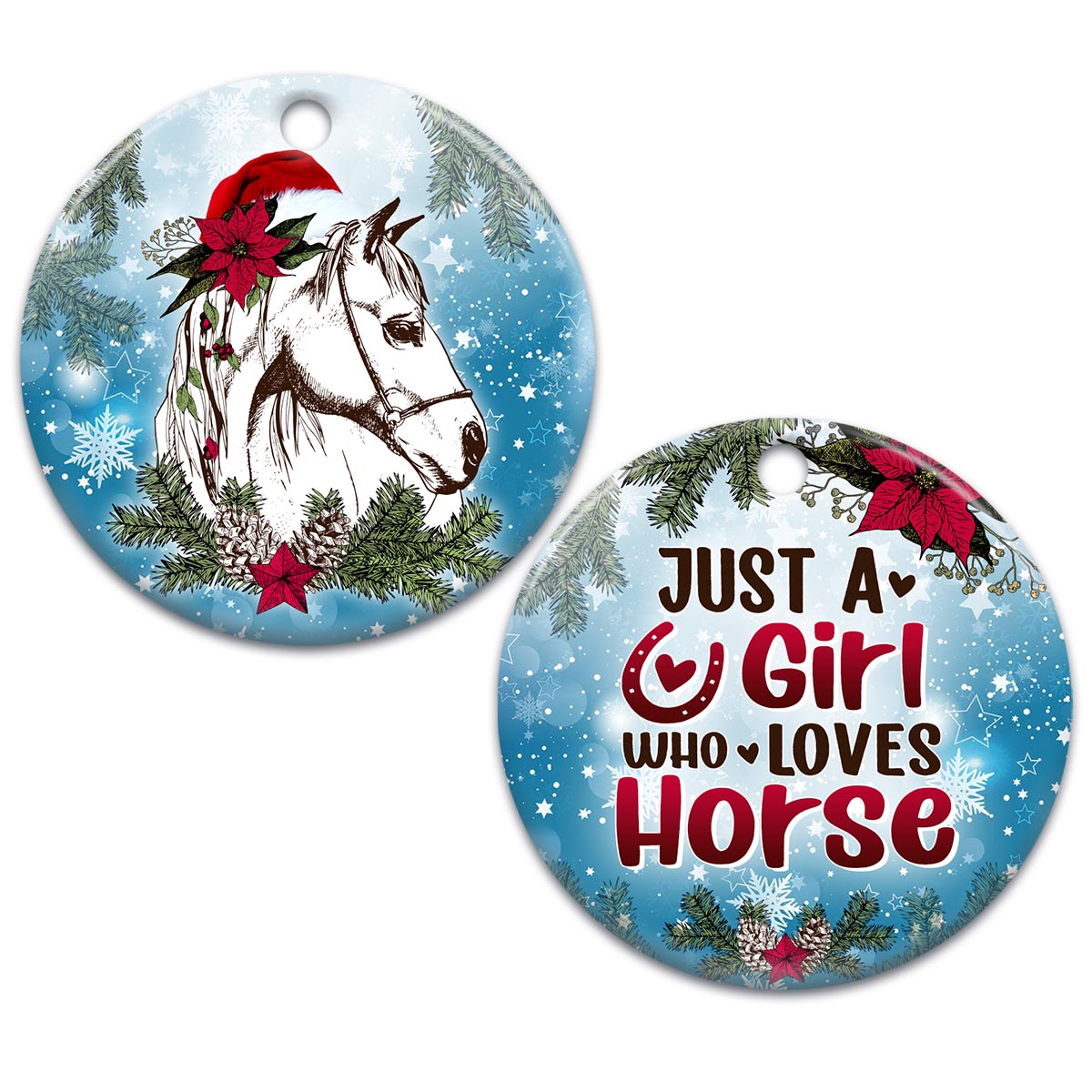 Just A Girl Who Loves Horse - Horse Ornament (Printed On Both Sides) 1022