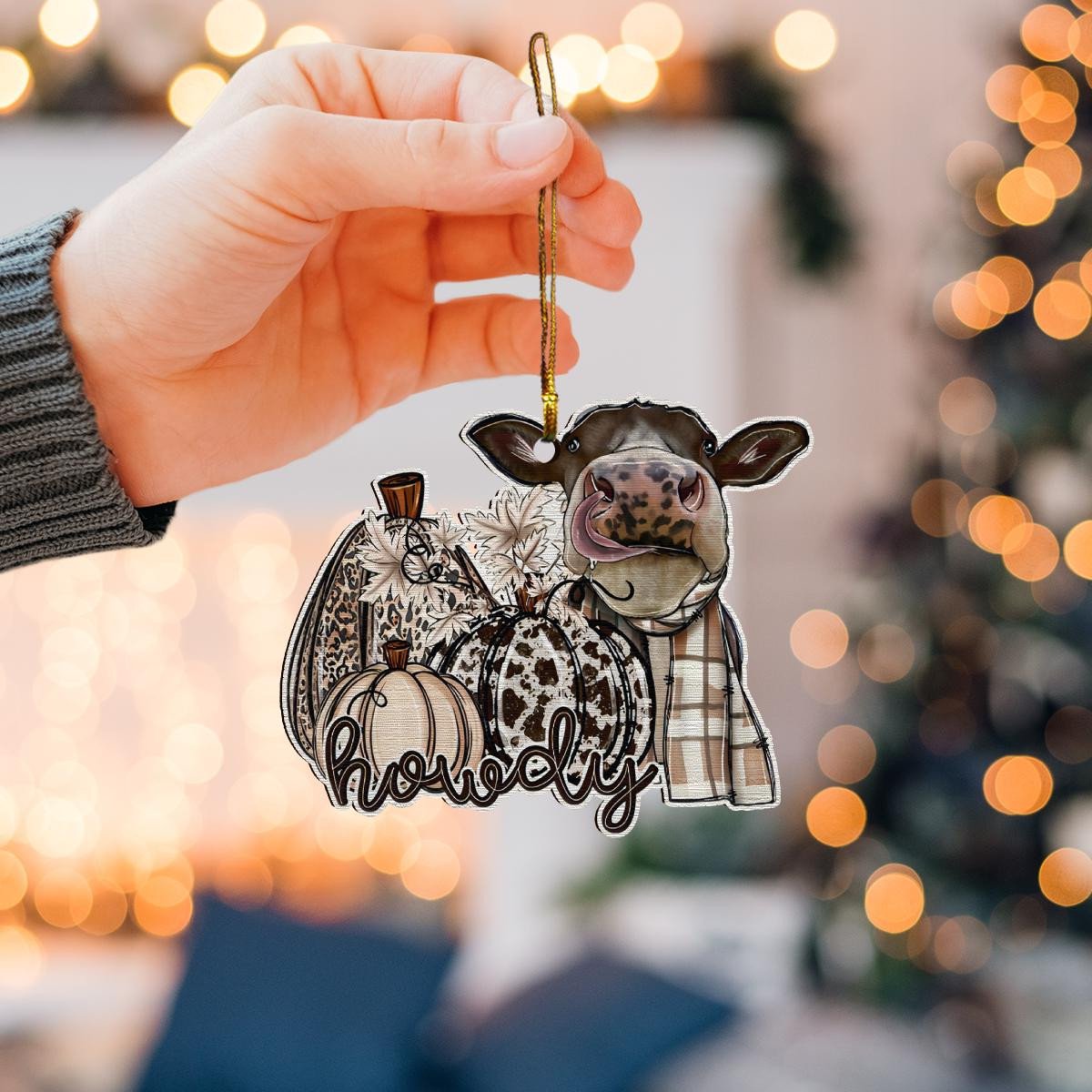 Heifer Howdy Pumpkin - Cow Ornament (Printed On Both Sides) 1022