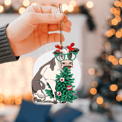 Funny Cow Chirstmas Tree - Cow Ornament (Printed On Both Sides) 1022