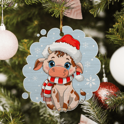 Cute Baby Cow - Cow Ornament (Printed On Both Sides) 1022