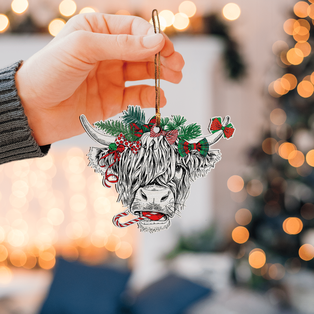 Cow Christmas Vibe - Cow Ornament (Printed On Both Sides) 1022