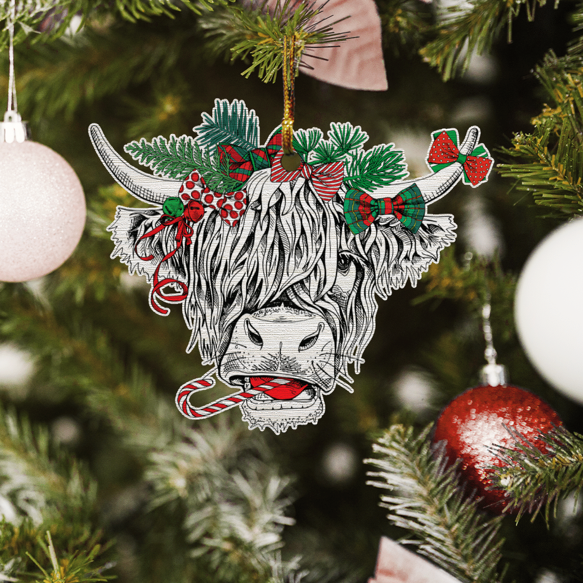 Cow Christmas Vibe - Cow Ornament (Printed On Both Sides) 1022