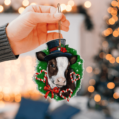Cow Candies Heart - Cow Ornament (Printed On Both Sides) 1022