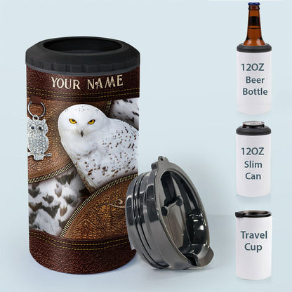 Snowy Owl - Personalized Owl Can Cooler