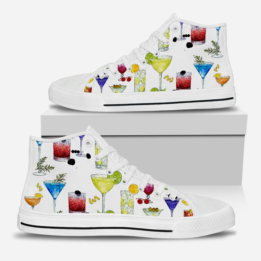 Cocktails Pattern - Bartender High Top Shoes
