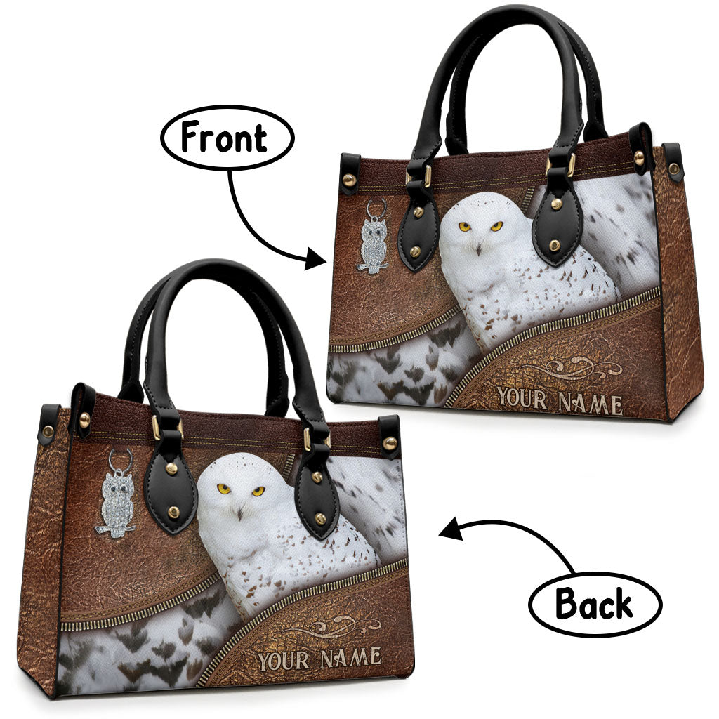 Snowy Owl - Personalized Owl Leather Handbag