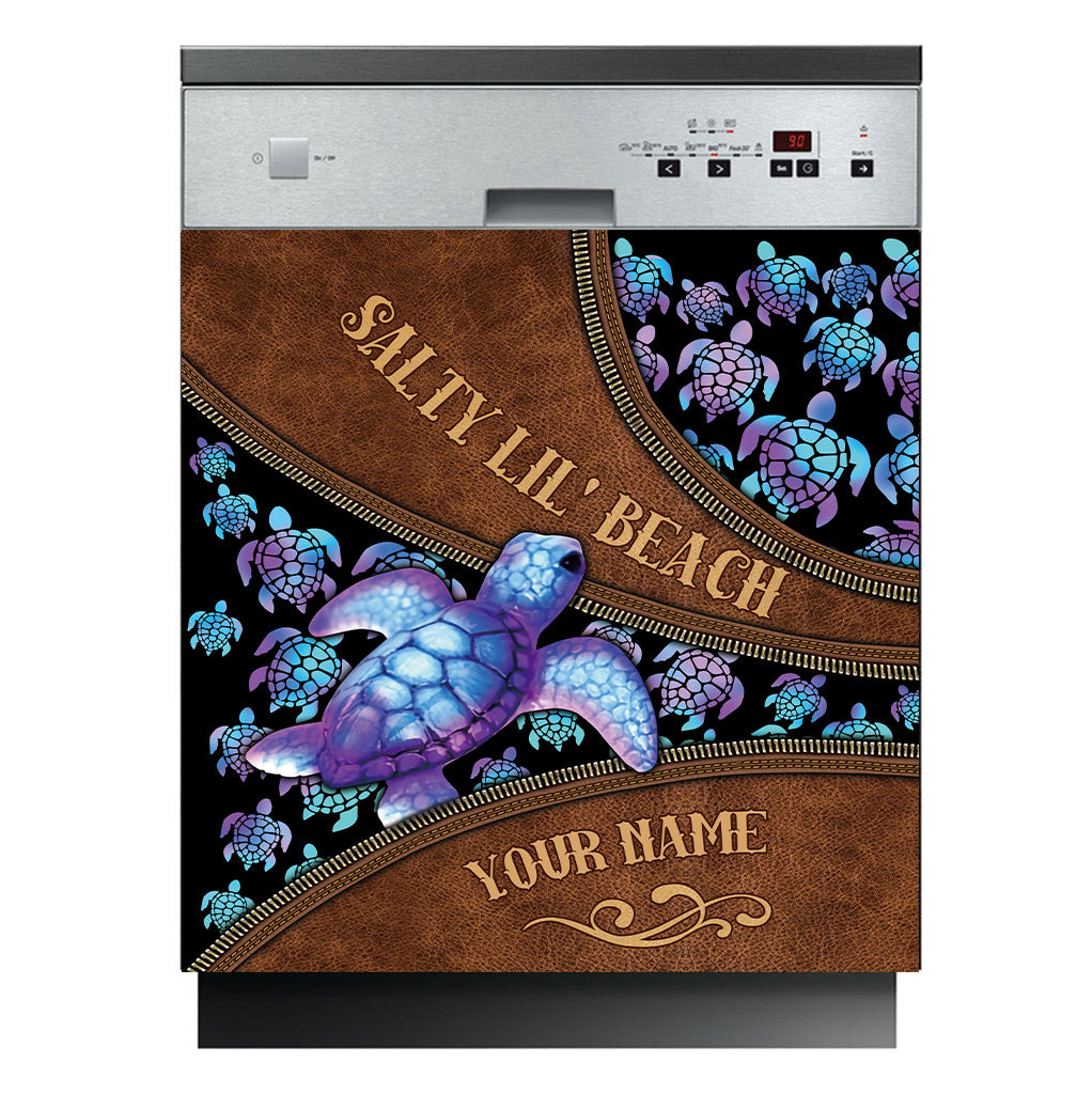 Salty Lil' Beach - Personalized Turtle Dishwasher Cover