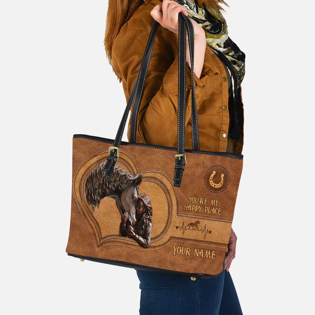 You're My Happy Place - Personalized Horse Leather Bag