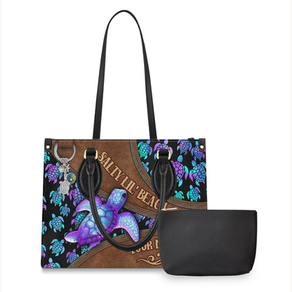 Salty Lil' Beach - Personalized Turtle Leather Handbag