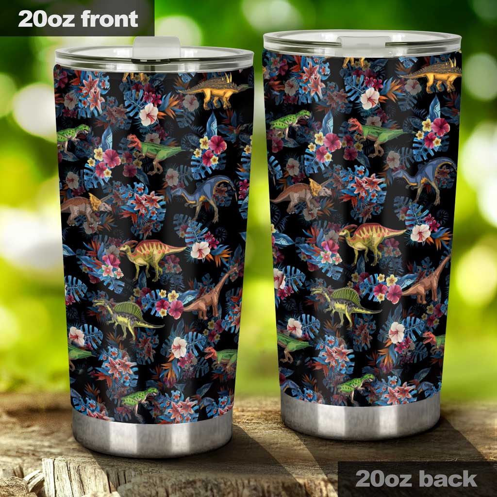 Tropical Dinosaurs Pattern - Dinosaur Tumbler