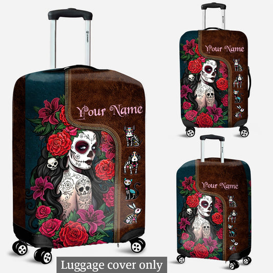 Day Of The Dead - Personalized Latina Women Luggage Cover