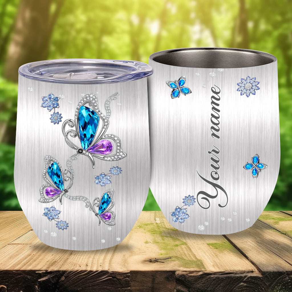 Love Butterflies - Personalized Butterfly Wine Tumbler
