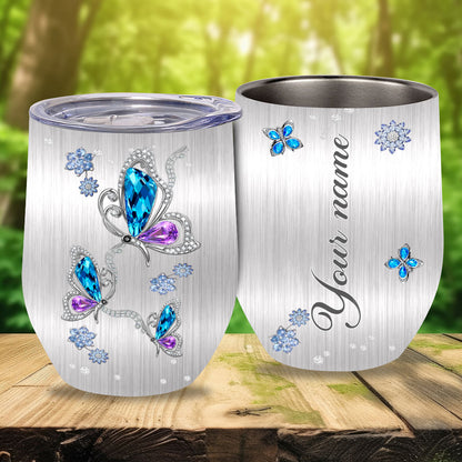 Love Butterflies - Personalized Butterfly Wine Tumbler