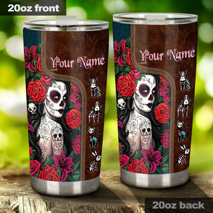 Day Of The Dead - Personalized Latina Women Tumbler