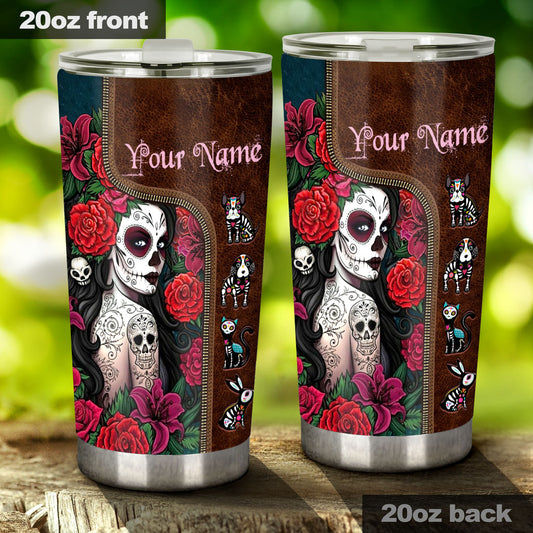Day Of The Dead - Personalized Latina Women Tumbler