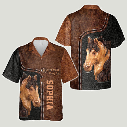 Ride More Worry Less - Personalized Horse Hawaiian Shirt