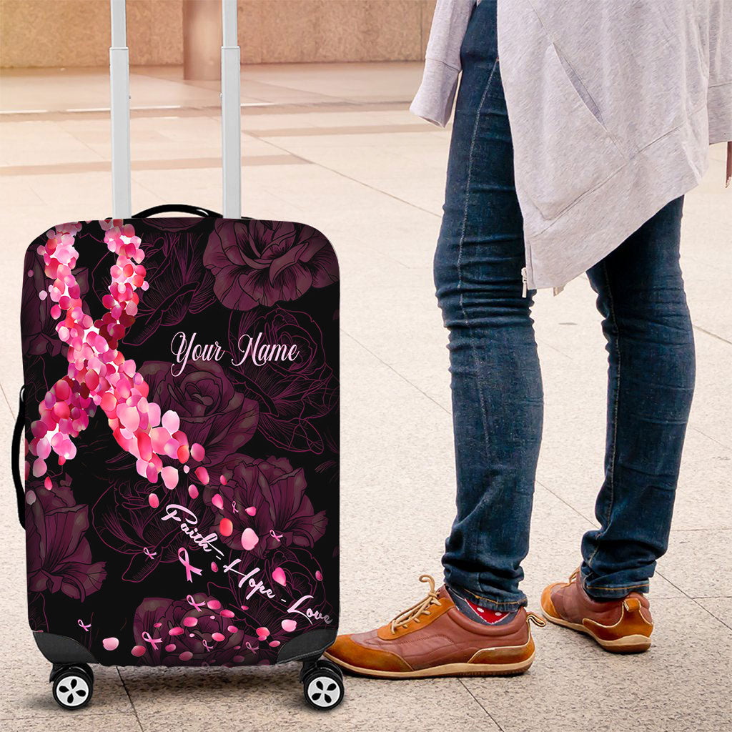 Faith Hope Love - Personalized Breast Cancer Awareness Luggage Cover