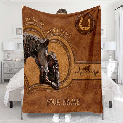 You're My Happy Place - Personalized Horse Blanket