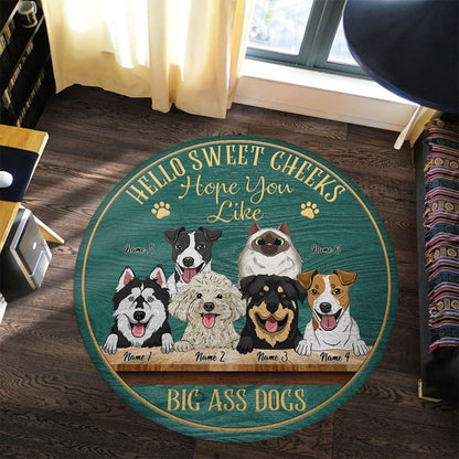Hello Sweet Cheeks - Personalized Dog Round Rug
