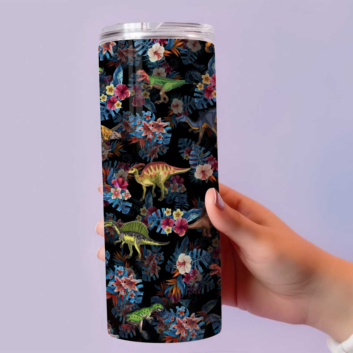 Tropical Dinosaurs Pattern - Dinosaur Skinny Tumbler