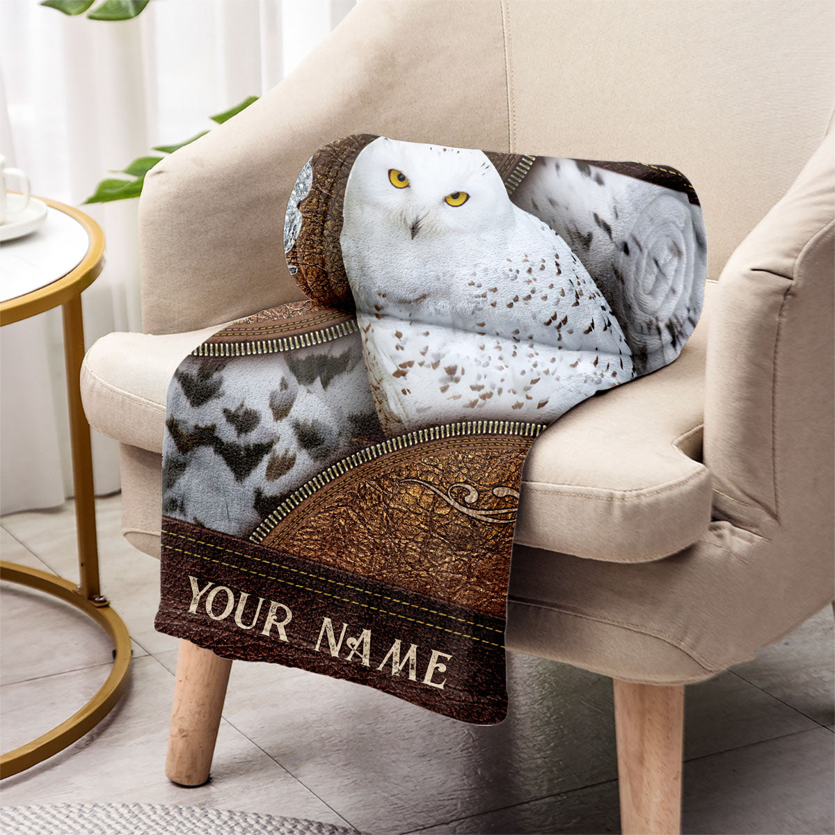 Snowy Owl - Personalized Owl Blanket