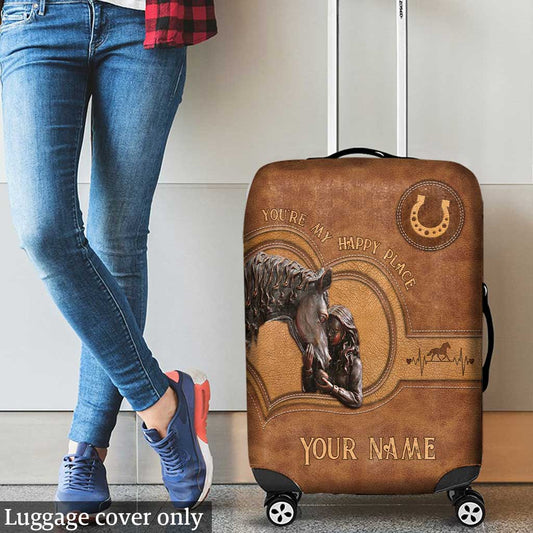 You're My Happy Place - Personalized Horse Luggage Cover