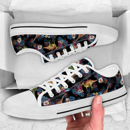 Tropical Dinosaurs Pattern - Dinosaur Low Top Shoes