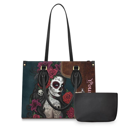 Day Of The Dead - Personalized Latina Women Leather Handbag