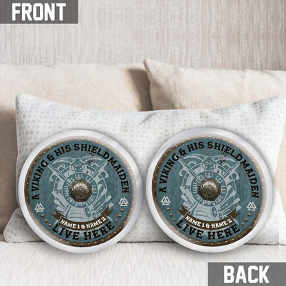 A Viking King And His Shieldmaiden - Personalized Viking Shaped Pillow
