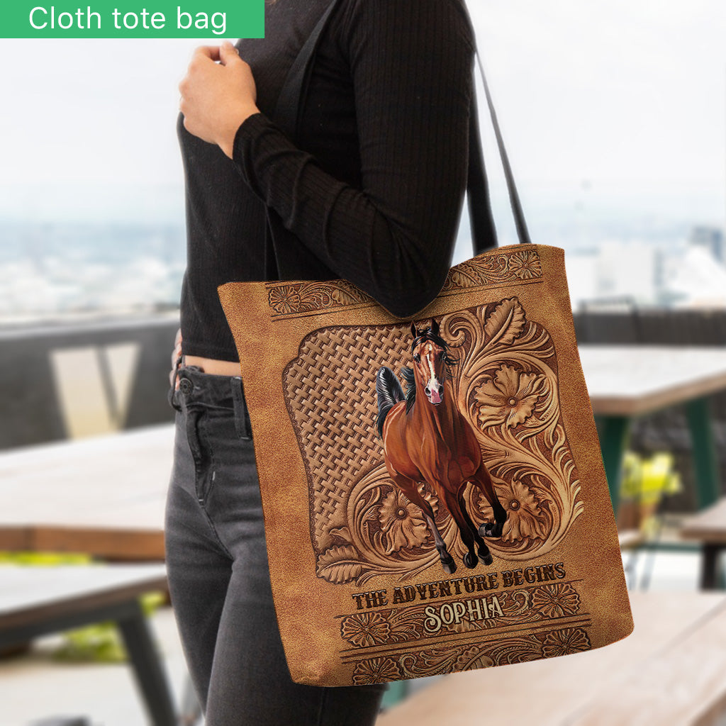 The Adventure Begins - Personalized Horse Tote Bag