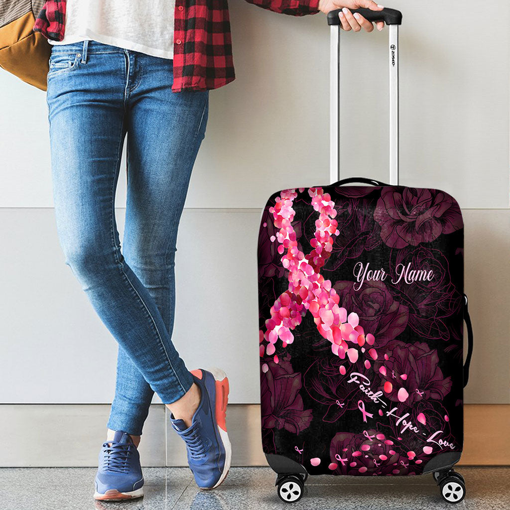 Faith Hope Love - Personalized Breast Cancer Awareness Luggage Cover