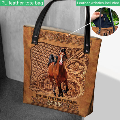 The Adventure Begins - Personalized Horse Tote Bag