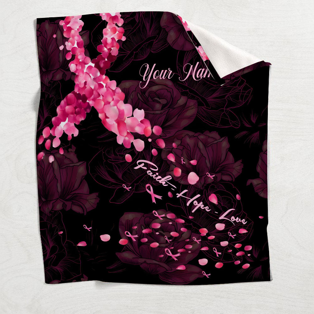 Faith Hope Love - Personalized Breast Cancer Awareness Blanket