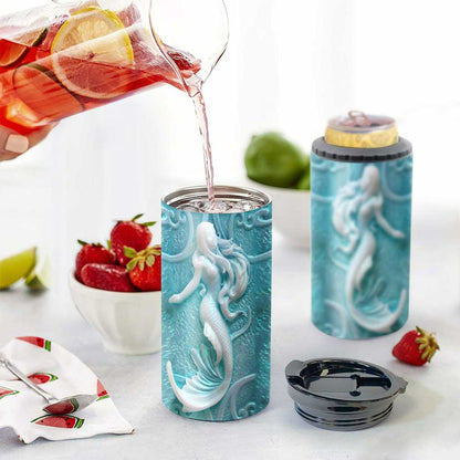 Ocean 3D Pattern Print - Mermaid Can Cooler