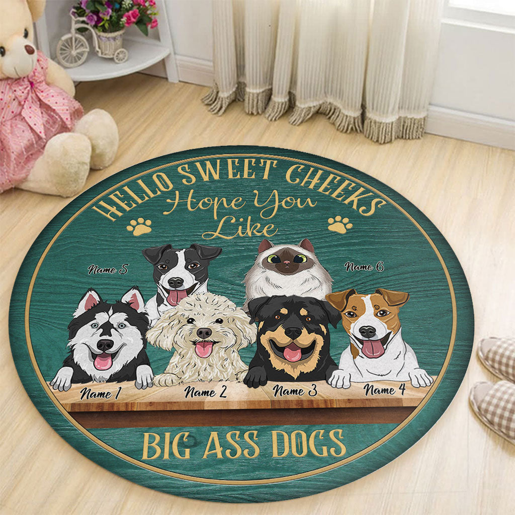 Hello Sweet Cheeks - Personalized Dog Round Rug