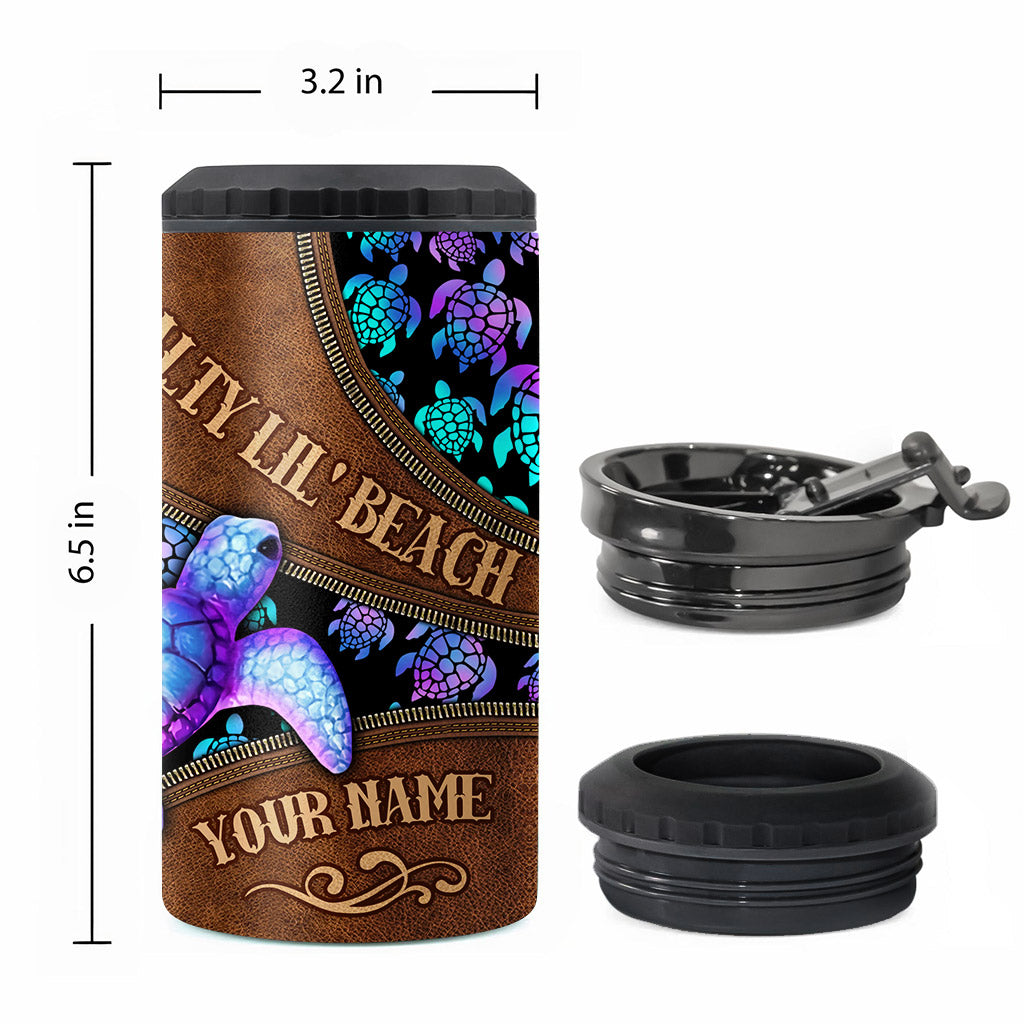 Salty Lil' Beach - Personalized Turtle Can Cooler
