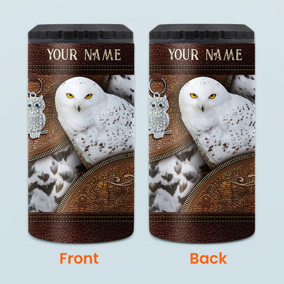 Snowy Owl - Personalized Owl Can Cooler