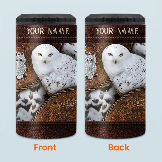 Snowy Owl - Personalized Owl Can Cooler
