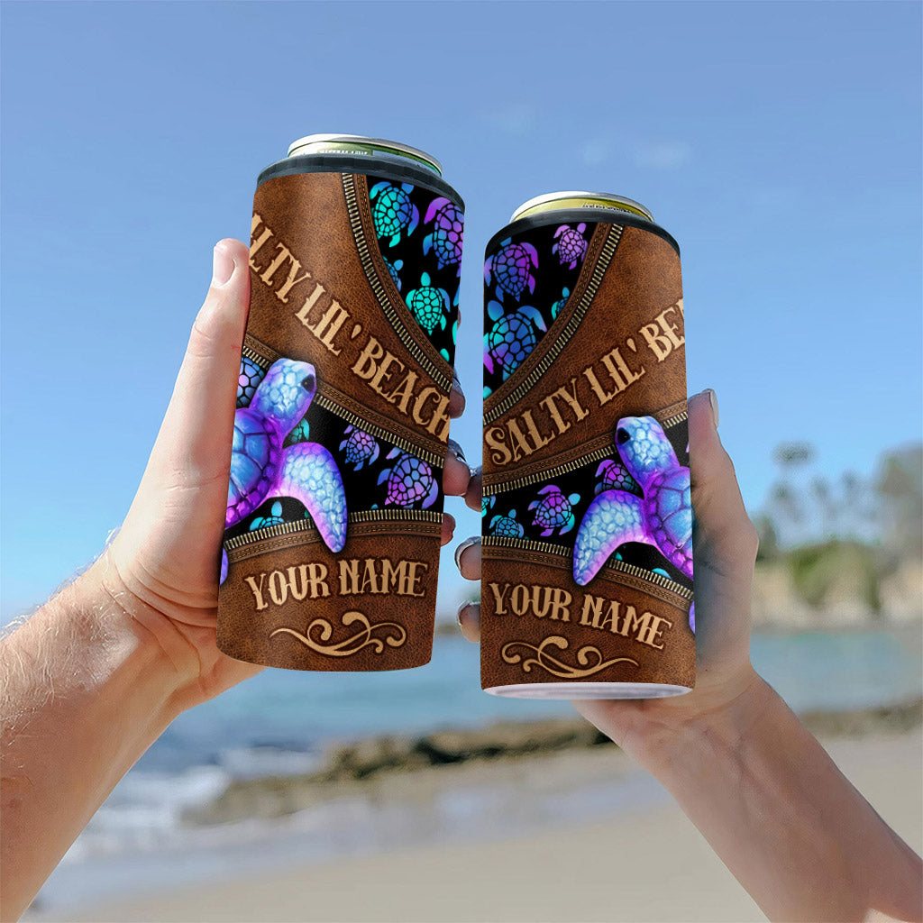 Salty Lil' Beach - Personalized Turtle Can Cooler