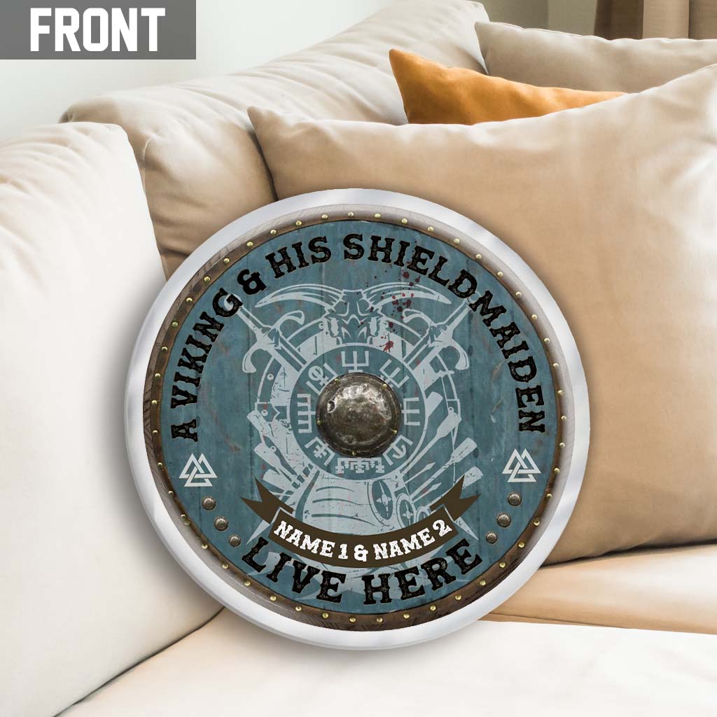 A Viking King And His Shieldmaiden - Personalized Viking Shaped Pillow