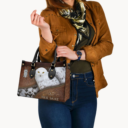 Snowy Owl - Personalized Owl Leather Handbag