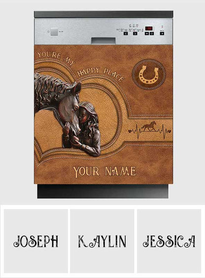 You're My Happy Place - Personalized Horse Dishwasher Cover
