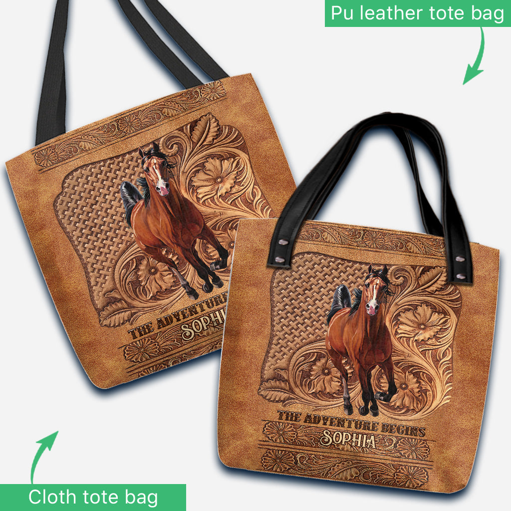 The Adventure Begins - Personalized Horse Tote Bag