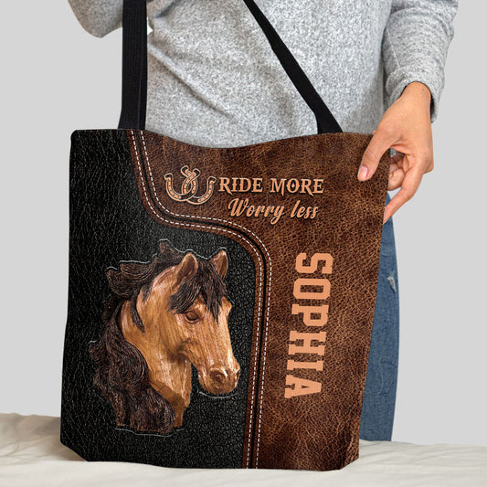 Ride More Worry Less - Personalized Horse Tote Bag