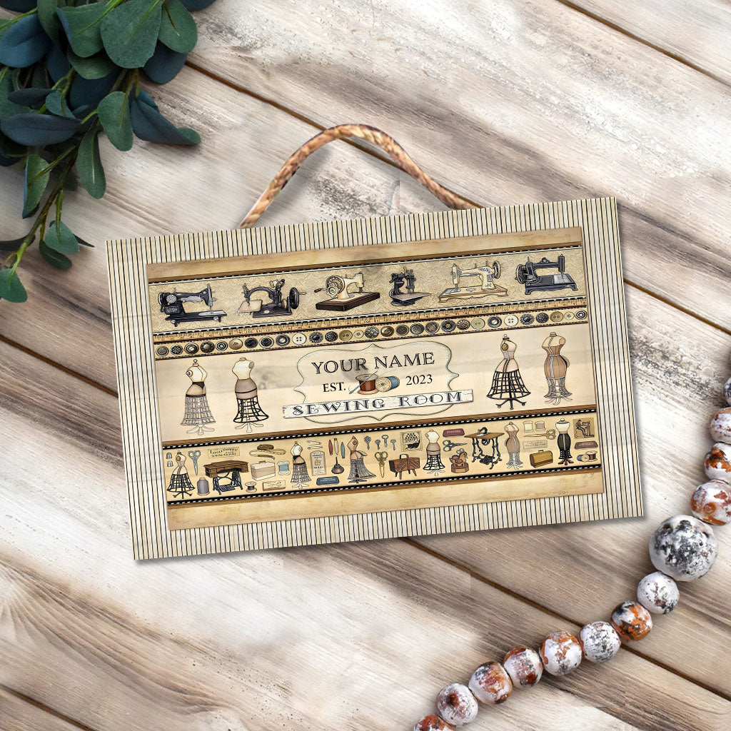 Sewing Room - Personalized Sewing Rectangle Wood Sign