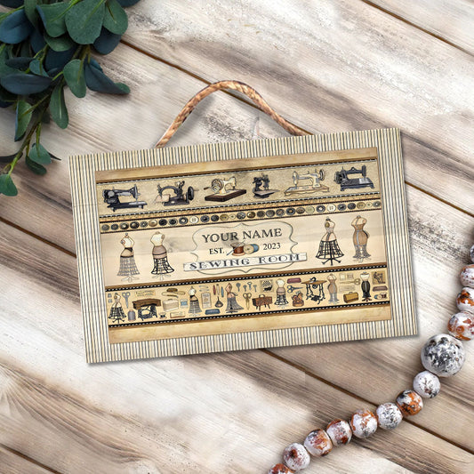 Sewing Room - Personalized Sewing Rectangle Wood Sign
