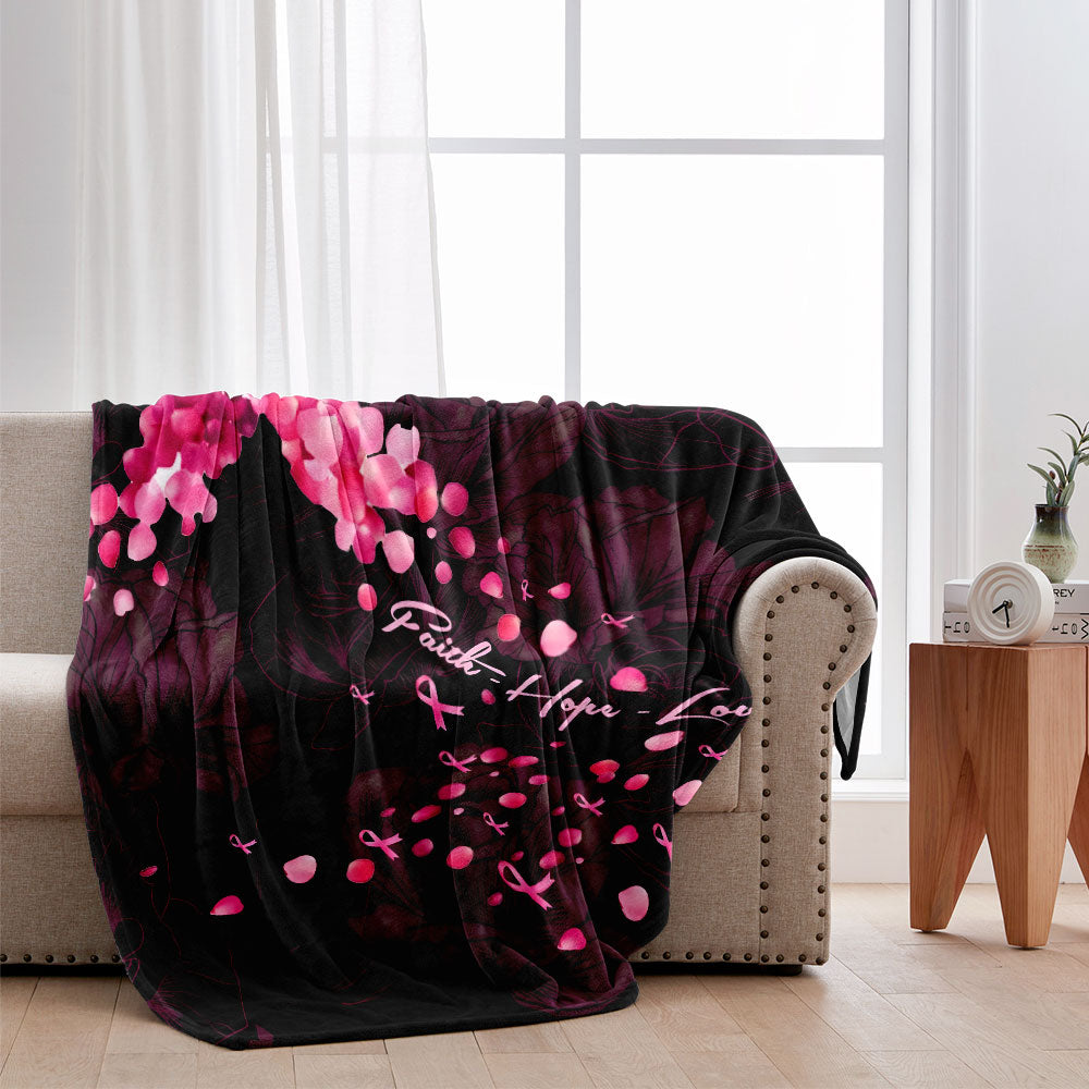 Faith Hope Love - Personalized Breast Cancer Awareness Blanket