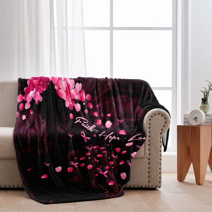Faith Hope Love - Personalized Breast Cancer Awareness Blanket